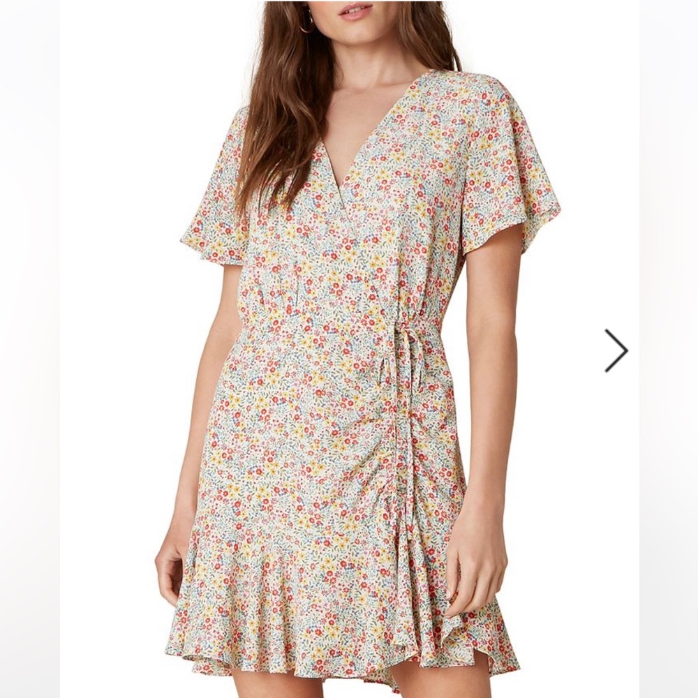 BB Dakota Floral Print Mini Wrap Dress